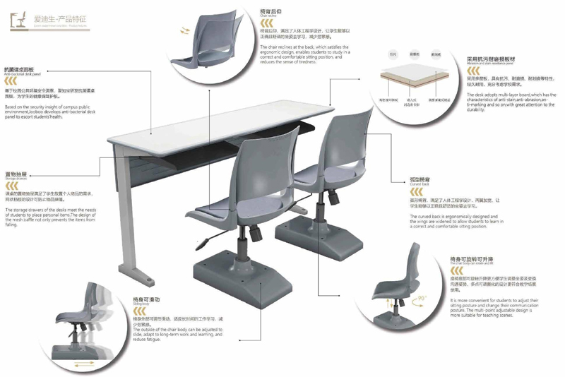 2021-学生课桌椅-爱迪生系列-粉色直播家具教育家具品牌